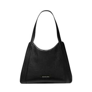 MICHAEL KORS Black "Rosemary" Large Pebbled Leather Shoulder Bag, Gold Hardware